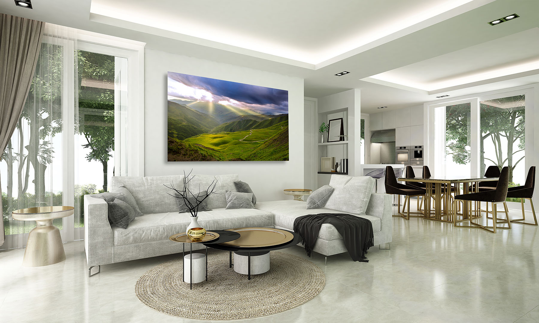 A home displaying Jason Ferrell photography prints on the wall.   This is an example of the interior design services I offer...