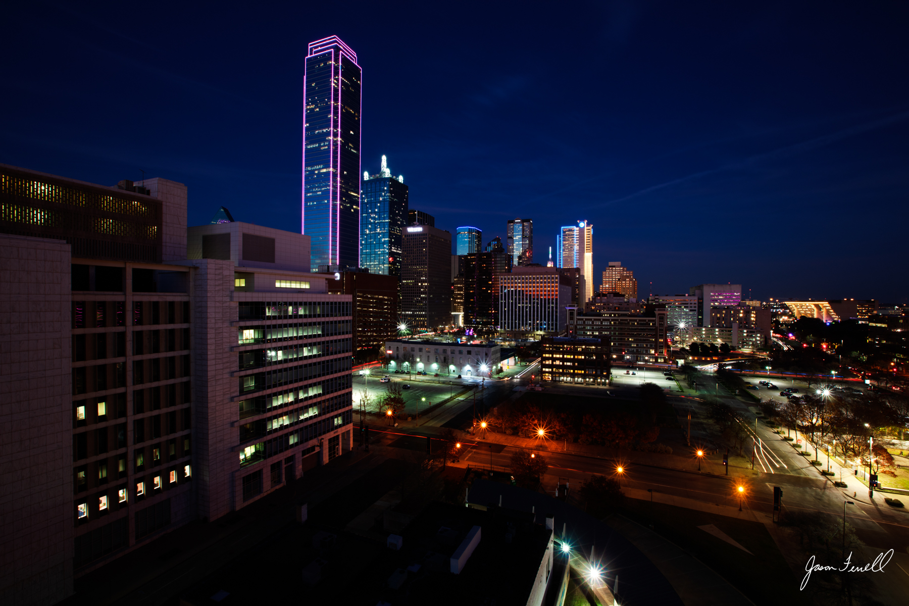 Dallas Nocturne dallas, city, night, skyline, lights
